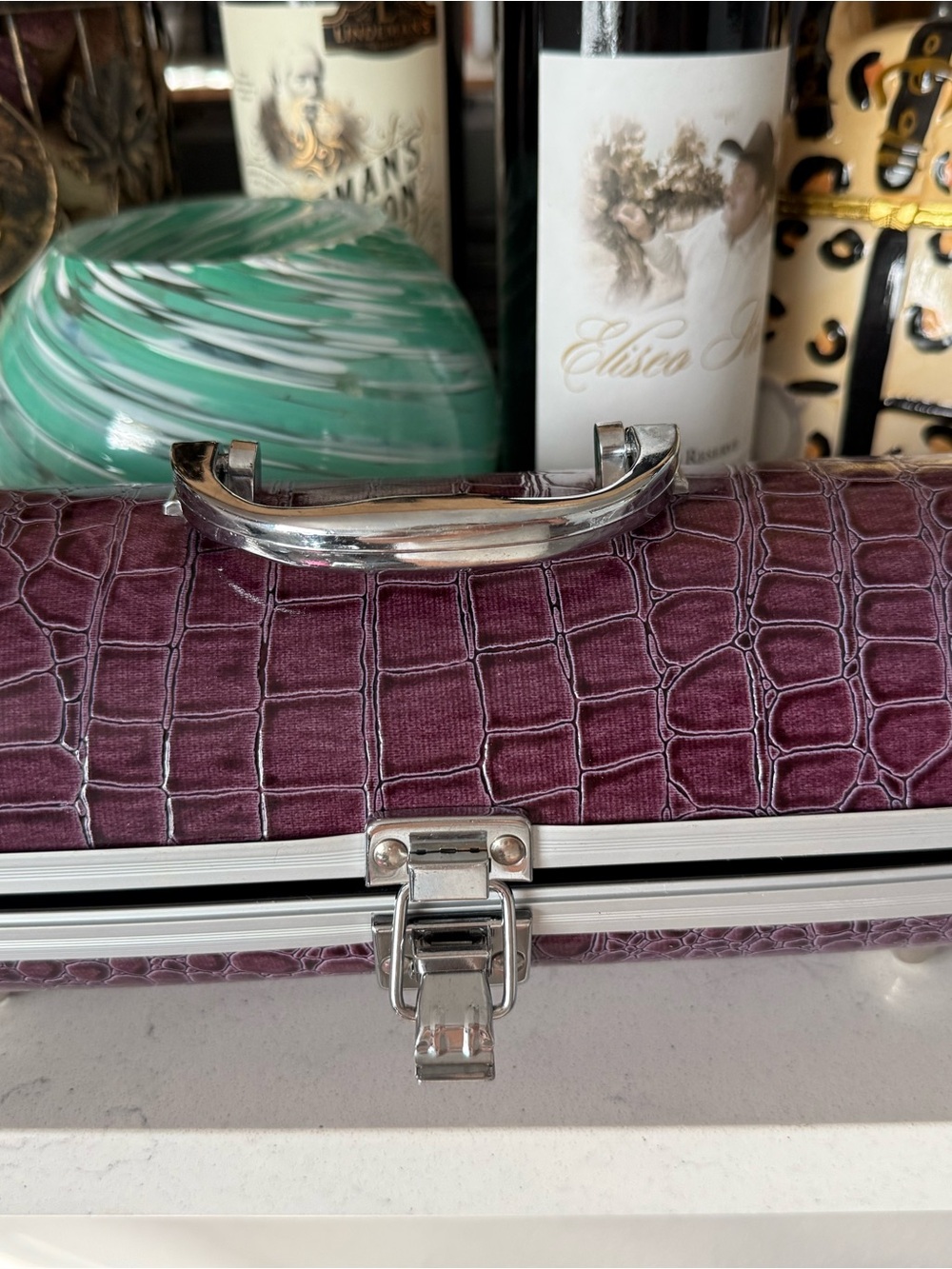 The Gala Purple Croc-Embossed Wine - Stylish Clutch